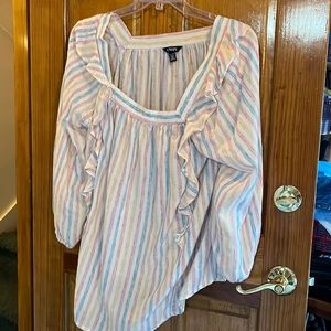 Chaps long sleeve blue yellow and red striped top size extra large
